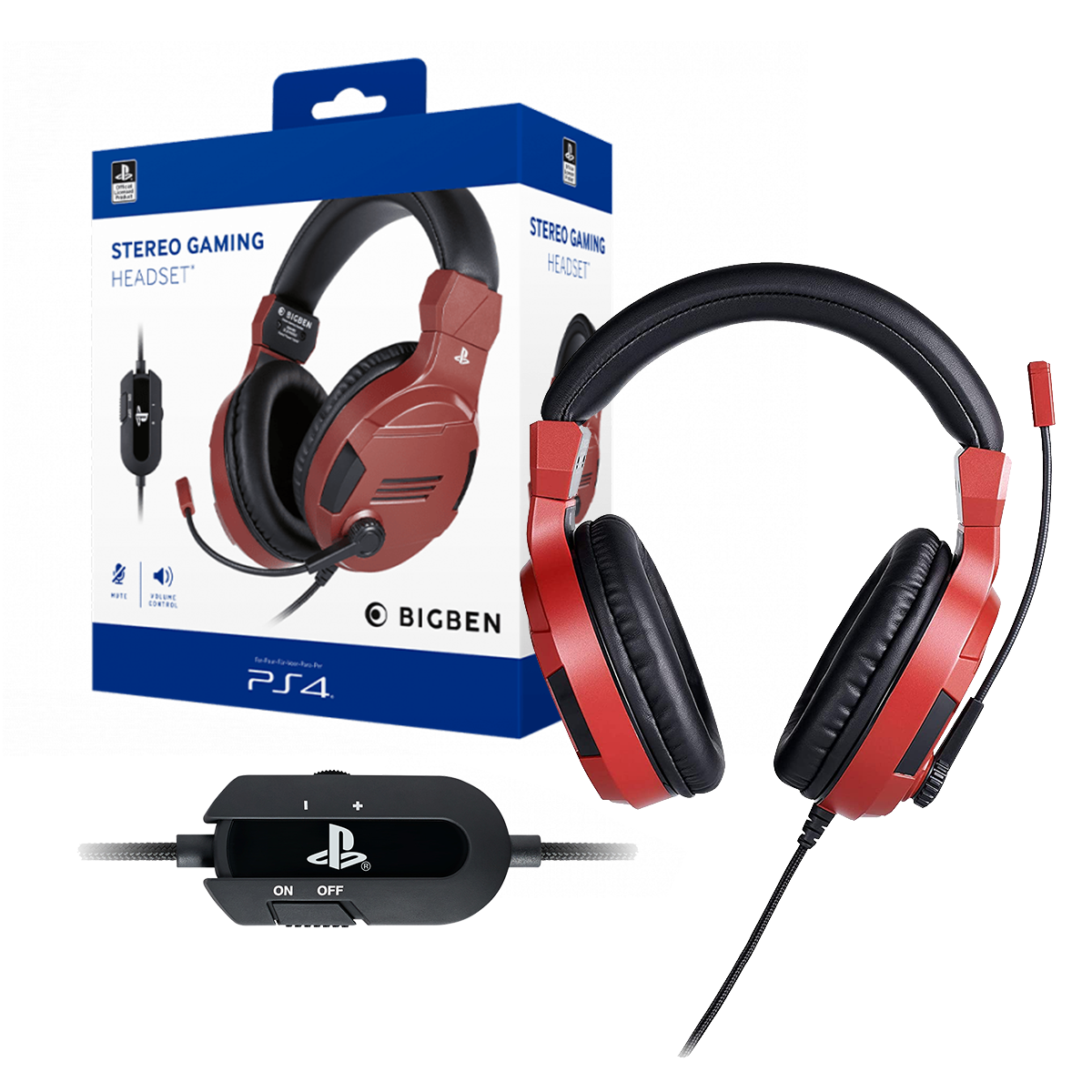 Mando - Wired Compact BIGBEN, PS4, Cable, Rojo
